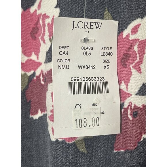 J.Crew Black Floral Print Faux Wrap High-Low Ruffle Hem Dress Size XS NWT - Picture 6 of 9